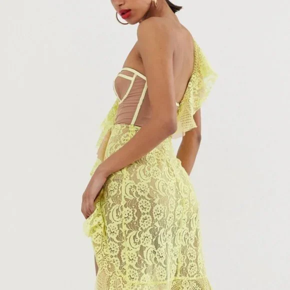 NWT For Love & Lemons Tati Lace Dress with Contrast Exposed Bodice Size XS - Picture 3 of 15